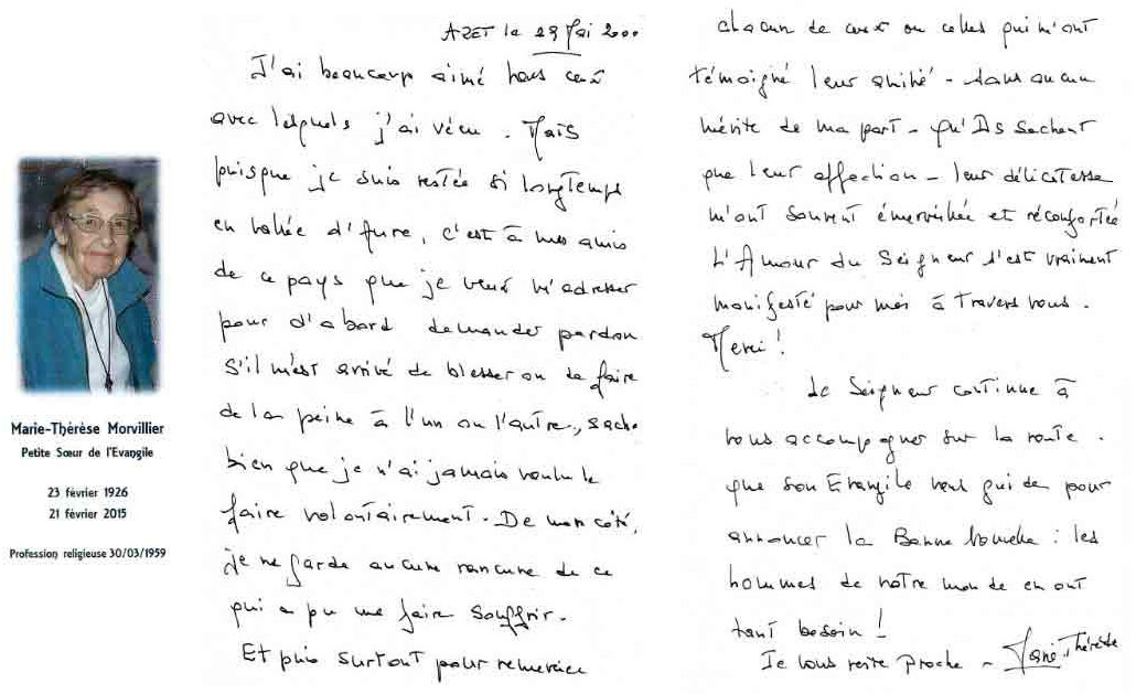 L'adieu de Soeur Marie-Thérése